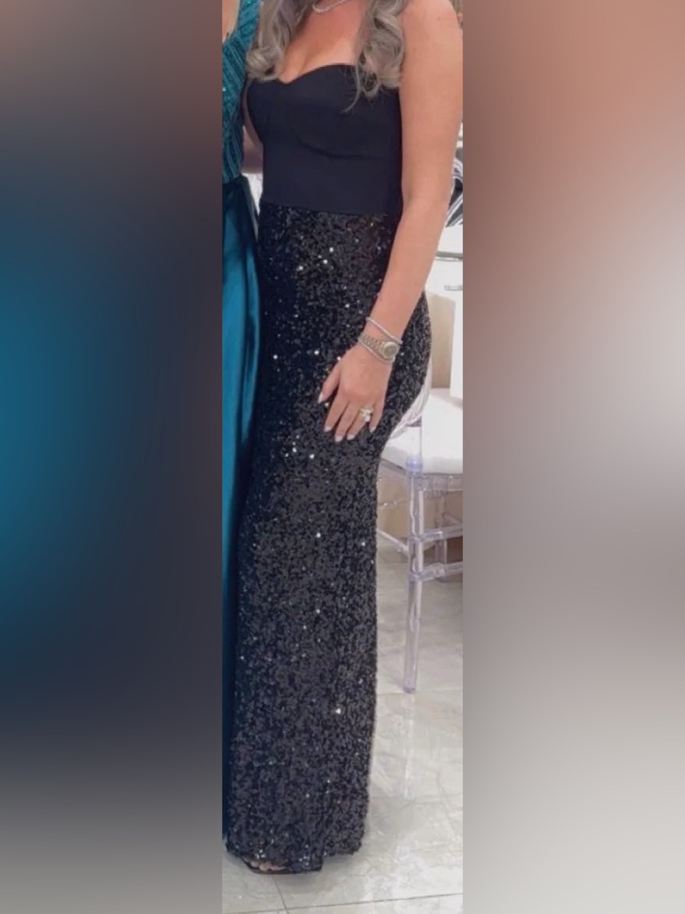 Dress the Population Black Sequin Maxi Dress